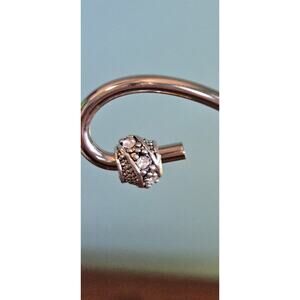 Clear Crystal Diagonal Pattern Silver Spacer Bead.  Set 4